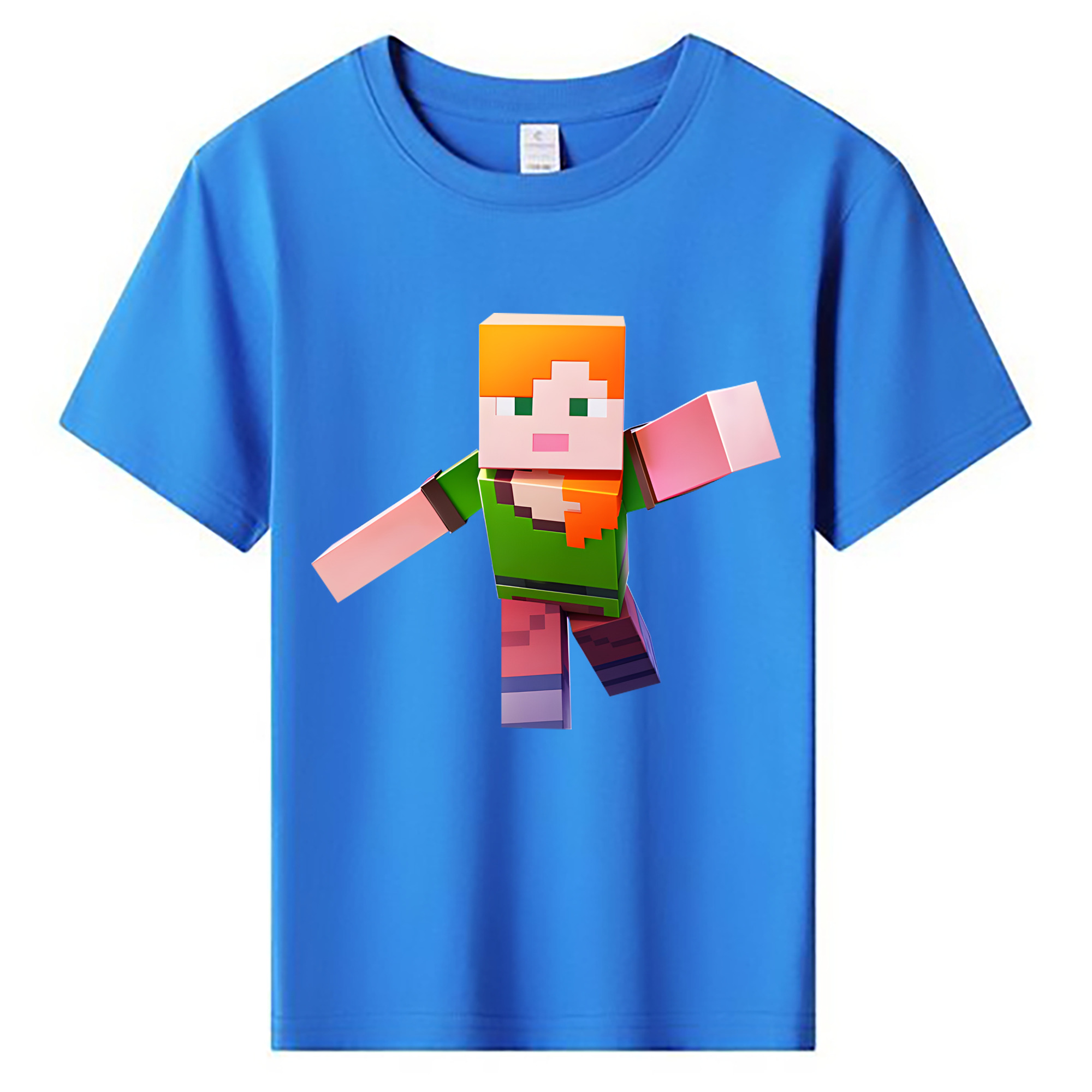 （画像用） マインクラフト ブロックの世界 Minecraft MC Block world 綿100％キッズTシャツ（フロントプリント）